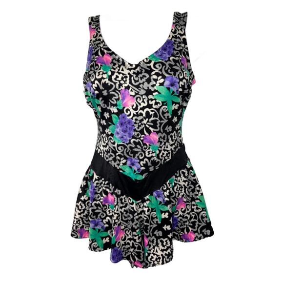 Maxine of Hollywood Other - Vtg 80s Maxine of Hollywood Women's Sz 10 Floral Open Back Romper Swimsuit(1978)